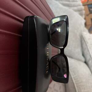Versace Black Dark  Rectangle Women Sunglasses